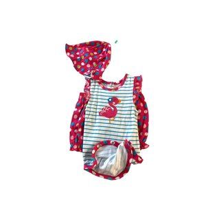 New Gerbers Girls Infant Baby Size 6 9 months 3. piece Set outfit Pink Polka Str